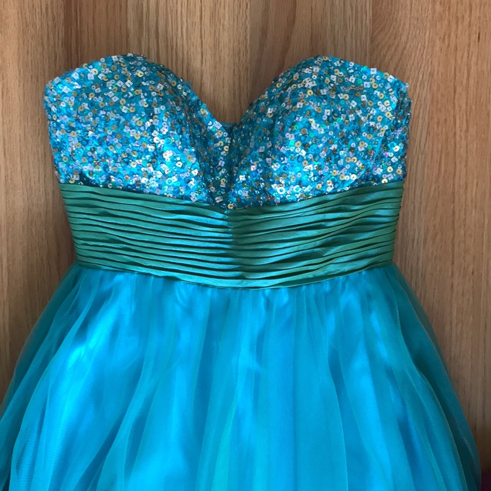 David’s Bridal Mermaid Sequin Strapless Tulle Dress